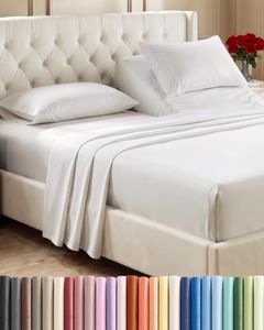 Flex Top Split Head King 4 Piece Sheet Set - Ultra-Soft, Breathable & Cooling Bed Sheets Set - Hotel Luxury Bedding for Women & Men with Deep Pockets - Wrinkle & Fade Free - Oeko-Tex - Antique White