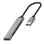 Amkette 4 Port USB Hub for Laptop/PC with USB 3.0 Port for 5 Gbps Superspeed Data Transmission,1*USB 3.0 Ports, 3*USB 2.0 Port,Sleek Metal Design,Universally Compatible with All USB,PC,Laptop (Grey)