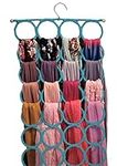 Scarf Hanger ~ Multiple Purpose Holder for Closet ~ Clutter Removing and Space-Saving Hanger for Scarves, Shawl, Belts & Accessories ~ Scarf Hanger 28 Rings (Sky Blue)