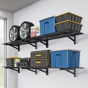 Jusgym 4 Pack Garage Wall Shelving, 1.5x4ft, 1400LBS Integrated Shelves