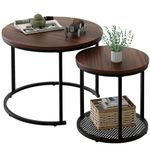 Garden 4 you Coffee Table Rustic Brown Nesting Table for Small Place 2 Sets Modern Furniture Living Room Sets End Side Table Night Stand for Bed Room Dining Room