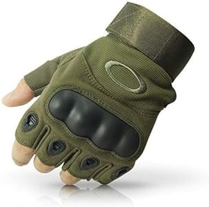 KeepCart Nylon Tactical Half Finger Gloves for Sports, Hiking, Cycling, Travelling, Camping, Outdoor, Motorcycle Riding Fingerless Half Finger Men Women Work Outdoor Gloves , Green