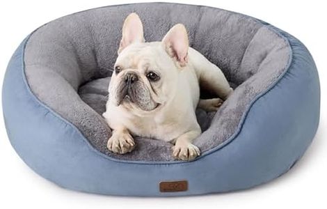 Bedsure Dog Bed for Medium Dogs - Round Washable Medium Pet Bed, Anti-Slip Donut Fluffy Plush Indoor Fur Cat Bed, 30 inches, Frost Blue