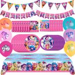 Treasures Gifted Officially Licensed My Little Pony Birthday Party Supplies - Serves 16 Guests - Complete Set My Little Pony Party Supplies - My Little Pony Decorations, My Little Pony Plates & More