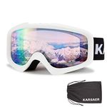 Karsaer Ski Goggles, OTG, Anti-Fog & Helmet Compatible Fit Snow Goggles for Men & Women