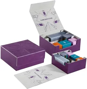cloudever 900+ Toploader Card Storage Boxes, Magnetic Closure Trading Card Deck Box, PU Leather Card Box Card Storage Case for Magic Commander YugiOh TCG TGG Cards Sports Cards(Purple)