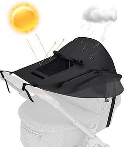 MOXTOYU Pram Sunshade Cover with Breathable Viewing Window, Windproof and Waterproof Buggy Sun Shade for Pram, Baby Stroller Sun Shade Universal Pram Parasol, UV Protection Pram Sun Shade - Black