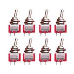 mxuteuk 8pcs SPST Mini Toggle Switch Miniature ON/OFF Switch 2Pins 2Position 6A 125V 3A 250V for DIY Car Dash Dashboard Electronic Equipment MTS-101