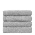 Lions Bath Towels - Set of 4 Bathroom Large Bath Sheets, 100% Luxury Cotton, 500 GSM 75X135CM, Highly Absorbent and Quick Dry Extra Large Bath Towel, Bathroom Accessory Set, Silver