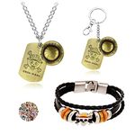 TFYU Anime One P. Cosplay Jewelry Set Luffy Necklace Pendant Cartoon Keychain Skeleton Bracelet with Anime Stickers 23 pcs, Metal