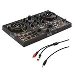 Hercules Dj Control Inpulse 200 With /8" Stereo Mini To Dual Rca Y-Cable (6') Bundle, Black