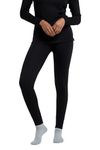 Mountain Warehouse Talus Women Thermal Baselayer Pants - Lightweight, Breathable & Quick Drying Ladies Leggings - for Travel, Hiking, Camping, Skiing, Snowboard Black Women's Size 6