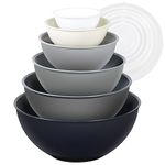 Greentainer Plastic Mixing Bowls with Lids Set 12 Piece Colorful Mixing Bowl Set for Kitchen Nesting Storage Bowls for Baking, Prepping,Cooking and Serving Food - Microwave and Freezer Safe(Grey)