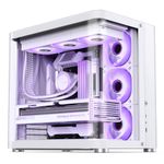 JONSBO TK-2 White ATX Mid-Tower Pc Case,Hyperboloid Glass Design, Separated Cabinet Structure, Al Alloy Shell Desktop Computer Case, Support BTF Motherboard/ATX Power supply/360 AIO,White