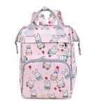 House of Quirk Rabbit Printed Maternity Standard Backpack Baby Boy Girl Large Capacity Convenient Baby Standard Backpack (Rabbit Pink) 35 Litre