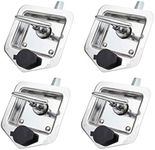 Mytee Products (4 Pack) Stainless Steel Tool Box Lock with Two Keys Each - Truck Trailer RV Door Latch with Gasket T-Handle - Highly Polished Stainless Steel