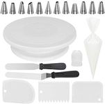 Kootek All-in-One Cake Decorating Supplies with Revolving Cake Turntable, 12 Cake Decorating Tips, 2 Icing Spatula, 3 Icing Smoother, 50 Disposable Pastry Bags and 1 Coupler Frosting Tool Baking Set