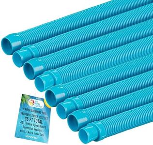 U.S. Pool Supply Professional 8 Piece Swimming Pool Vacuum Cleaner Hose Set, Teal - 40" Flexible Spiral Wound Connector Sections with 1.5" Male & Female Cuffs - Fits Most Brands of Automatic Cleaners