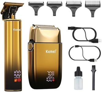 KEMEI Hair Trimmer & Electric Razor, Foil Shaver, Men's Hair Clipper, Cordless Beard Trimmer, USB Rechargeable, Men's Grooming Kit for Barbers/Home Use,Father Day Gifts