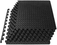 ProsourceFit Puzzle Exercise Mat ½ in, EVA Interlocking Foam Floor Tiles for Home Gym, Mat for Home Workout Equipment, Floor Padding for Kids, Black, 24 in x 24 in x ½ in, 24 Sq Ft - 6 Tiles