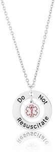 DNR Do Not Resuscitate Medical Alert Awareness Silver Stainless Steel Necklace, one size, Stainless Steel
