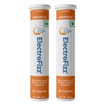 ElectroFizz Electrolyte Energy Drink For Workout,Sports Drink For Men&Women,Energy Supplement,Instant Hydration-40 Effervescent Tablets (Pack Of 2 Tubes) (Orange),Gluten Free