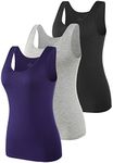 Vislivin Womens Supersoft Vest Tops Stretch Casual Tank Tops 3 Pack Black/Gray/Dark Blue-1 XL