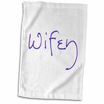 3dRose Wifey Handwritten-Look Text in Purple, Wife Half Mrs Set Towel, Multi-Colour, 15 x 22-Inch