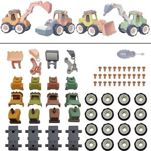 Hitatol Child's Toy 4in1 Take Apart Construction Vehicle Excavator, Roller,Bulldozer,Crusher,Screwdriver for 3+ Years Old Preschool Kids DIY Assembly Construction Truck, HSM2301