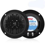 4 Inch Dual Marine Speakers - Waterproof and Weather Resistant Outdoor Audio Stereo Sound System with Polypropylene Cone, Cloth Surround and Low Profile Design - 1 Pair - PLMR41B (Black)