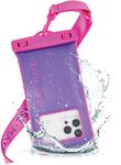 Case-Mate IP68 Waterproof Phone Pouch - Travel Beach Cruise Ship Essentials - Floating Waterproof Phone Case with Crossbody Lanyard for iPhone 15 Pro Max/ 14 Pro Max/ 13 Pro Max/ S24 - Purple Paradise