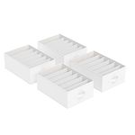 SONGMICS Set of 4 Drawer Organisers, 6-Compartment Closet Organisers, Foldable Wardrobe Clothes Organisers, 42 x 30 x 17 cm, for Pants, Clothes, Classic White RUS009W04