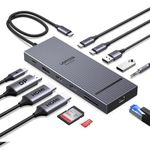 UGREEN Revodok Pro Docking Station 12-in-1, Triple 4K Display with 2×HDMI+DP, 4K@120Hz DisplayPort, 2×10Gbps USB-C, 2×USB-A, 100W PD, 170MB/s SD/TF, Ethernet, 3.5mm Audio USB C Hub for Dell, HP Laptop