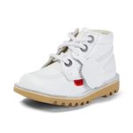 Kickers Infant Unisex Kick Hi Classic Ankle Boots with Zip | Extra Comfortable | Added Durability | Premium Quality, White/White, 7 UK Child