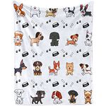 Cute Cartoon Blanket with Dogs on It for Boys Girls, Soft Little Dogs Baby Crib Flannel Blanket for Nursery, Cozy Warm Puppy Fuzzy Throw Blanket Gift for Dogs Lover Newborn Toddler Pets, 30 x 40 Inch