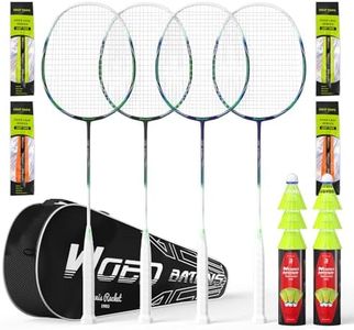 Professional Carbon Fiber Badminton Rackets Badminton Racquet for Backyards Gym(2/4 Packs)