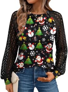 AUTOMET Womens Long Sleeve Shirts Lace Tops Business Casual Blouses 2025 Fall Fashion Teacher Outfits Trendy Clothes Knit T Y2k Ladies Dressy Work Professional Clothing Black Snow L