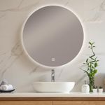 Viviendo Round LED Bathroom Wall Mounted Anti-Fog Mirror, Size 90 cm