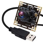 ELP IMX323 Sensor Mini Wide Angle USB Camera Module with Microphone 180degree Fisheye Lens HD 1080P 0.01Lux Low Light Video Audio PC Camera UVC H.264 USB2.0 Embedded Webcam Board for Computer