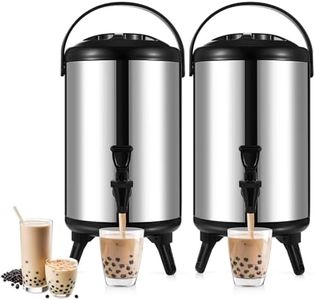 Baderke Lot de 2 distributeurs de boissons isothermes en acier inoxydable de 18 L, grandes urnes à café avec robinet pour thé, lait, lait froid, eau, jus, boisson - Argenté