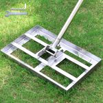 SurmountWay Lawn leveling Rake with Heavy-duty Stainless Steel Suitable for Courtyard Golf-16 ''x 10'' Lawn leveler tool(6.5FT), Silver (‎6.5FT,16 x 10In)