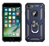 Wellpoint iphone 7 and 8 Defender Case|Ring Holder & Kickstand in-Built|Military Grade Armor Shockproof|360 Rotating Ring Tough Hybrid Bumper Back Case Cover for Apple Iphone 7/8 Blue