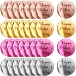 Queekay 32 Pcs Happy Fathers Mothers Day Cupcake Topper Acrylic Mirror Disc Round Cake Engraved Topper Charms for Mom Dad Birthday Party Decor(Colorful, Mom)