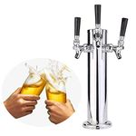 QJFCare Triple Tap Draft Beer Tower, Beer Kegerator Tower Dispenser Kit with 3 faucets, Hose,Beer Faucet Tap Brush, Keg Wrench- 3" Diameter