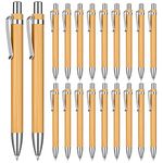 OSDUE 20 Pcs Ballpoint Pens, Bamboo Pen Retractable Ballpoint Pen, Black Ink Medium Point 1.0 mm Gift Pens for Writing Journaling School Office Supplies Graduation Gift