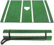 GABTRUK Baseball Hitting Mat, 6 * 4ft Home Plate Mat with Anti-Slide Rubber Back, Portable Batters Box Turf Mat Baseball for Hitting Practice - Indoor and Outdoor Use, Green