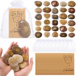 Roowest 30 Sets Employee Appreciation Gifts Thank You You Rock Engraved Inspirational Rocks Faith Stones, Kudos Cards Thank You Notecards and White Organza Bags for Coworkers Staff