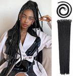 FANCEE 20 Inch Dreadlock Extensions Pre-Looped Tapering Synthetic Dreads Black Long Straight Locs Crochet Hair Soft Handmade Hippie Distressed Dreadlocks for African American (10 Strands)