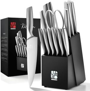 HAOCHUYI Premium Quality 14-Piece Knife Set with Block, Professional Chef Knife Set - Ultra-Sharp Kitchen Knives with Ergonomic Wood Handle, Ideal for Home, Outdoor, Camping, BBQ, and Gifts for Men