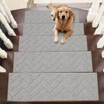 BEQHAUSE Stair Treads Non-Slip Stair Runners for Wooden Steps Machine Washable Carpet Stair Treads 28"X9" Soft Indoor Stair Treads for Kids Elders and Pets, 100% Polyester, 15pcs, Grey